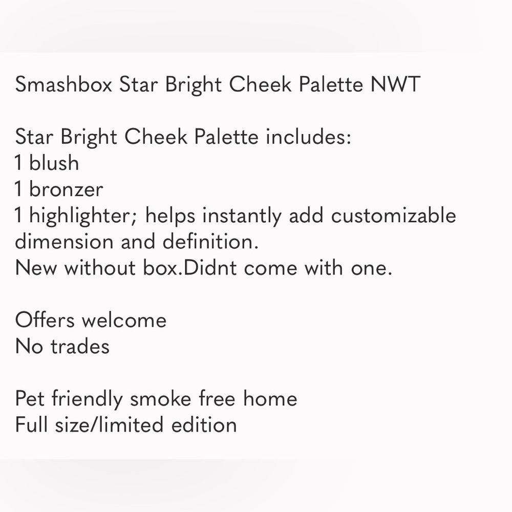 Smashbox Star Bright Cheek Palette NWT - Picture 2 of 5